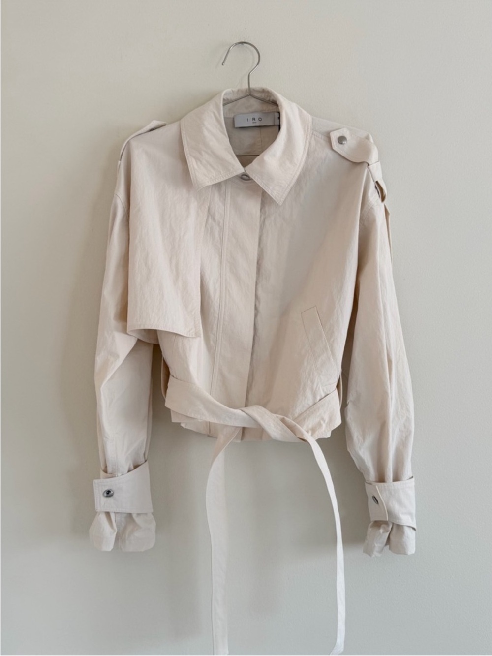 IRO Cropped Trench Coat in Light Cream